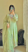 Fox Georgette Sequin Embroidered Kurti Pant with Dupatta