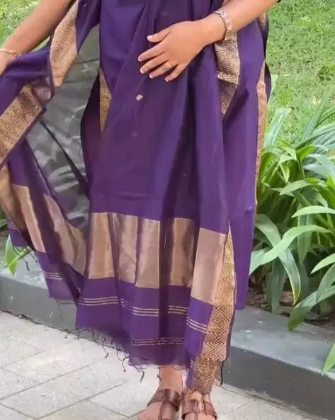 Jacquard Silk Embroidered Maxi Kurti with Dupatta