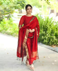 Jacquard Silk Embroidered Maxi Kurti with Dupatta