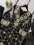 Georgette Sequence Embroidered Top Palazzo Set with Dupatta