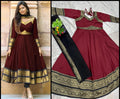 Jacquard Silk Anarkali Kurti with Net Dupatta