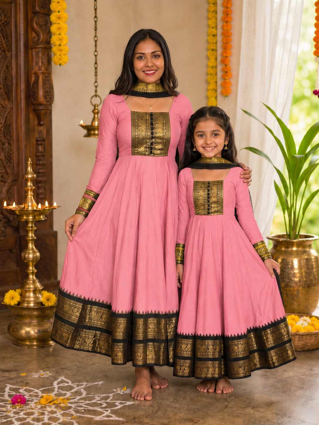 Vichitra Maxi Kurti with Jacquard Border Dupatta Combo