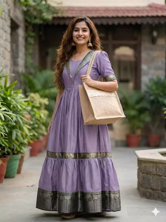 Vichhitra Silk Jacket Collar Gown