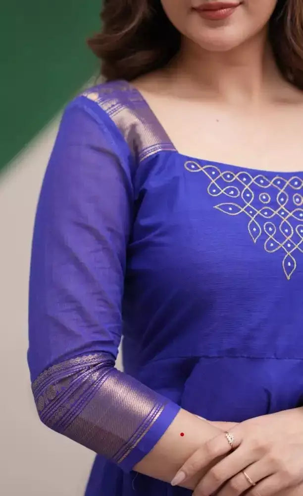 Jacquard Silk Embroidered Maxi Kurti with Dupatta