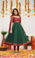 Jacquard Silk Embroidered Maxi Kurti with Dupatta