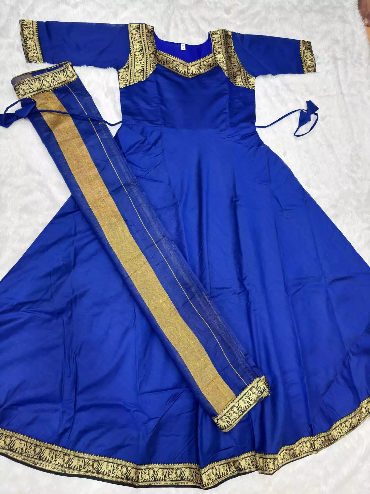 Cotton Jacquard Lace Maxi Kurti with Dupatta