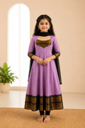 Silk Maxi Kurti with Georgette Jacquard Border Dupatta for Girl